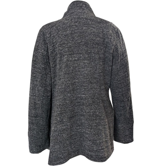 Eileen Fisher Terrazzo Open Front Jacket Large Gray Zip Cuff Draped - Picture 3 of 7